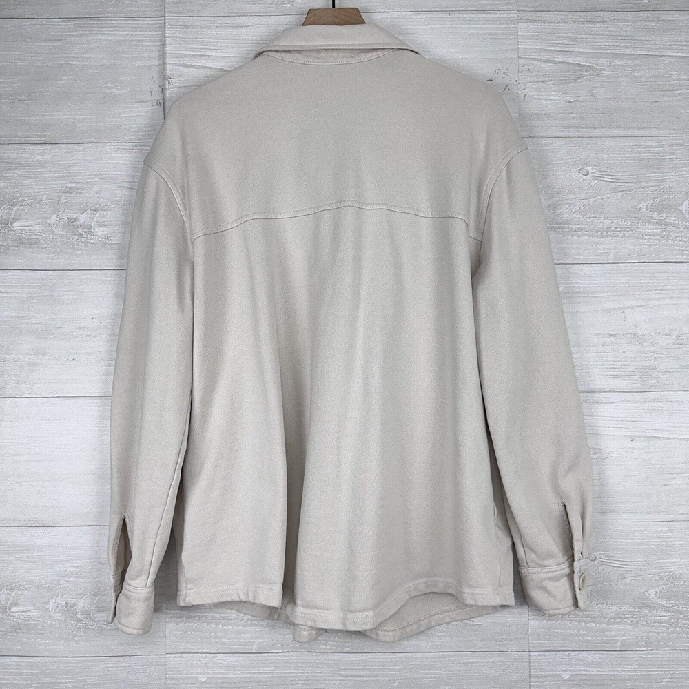 Good American Shacket Shirt Jacket Size 3/4 Large Button Up Cotton Terry Cream - Picture 5 of 13